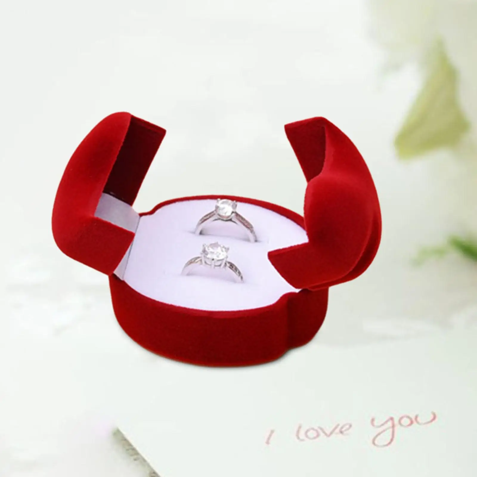 

Heart with Heart Wedding Rings Box Jewelry Case Jewellery Presentation Decor Rings Case Jewelry Storage Box for Wedding