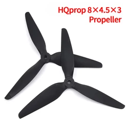 HQProp 8X4.5X3 8045 8-inch Forward Reverse CW CCW Tri-Blade Black Glass Fiber Reinforced Nylon Propellers for RC FPV Drone