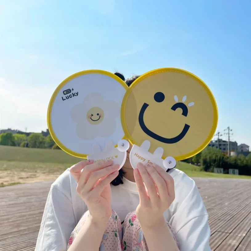 Folding Fan Portable Summer Women's Cute Smiling Face Sunflower Fashion Plastic Handheld Design