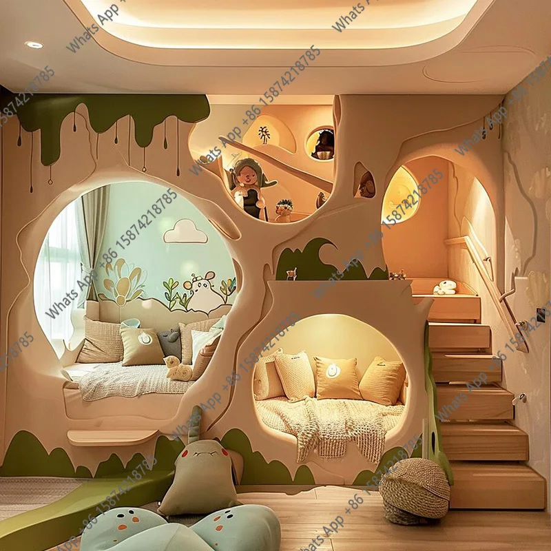 C Luxuce Kids Bed, Wooden Safety Green Loft Design, Princess Modern Style, Camas Infantiles Furniture For Home