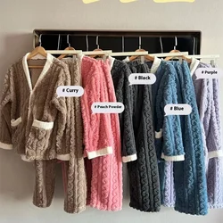 Autumn and Winter Coral Velvet Pajamas Homewear Suit Female Padded Thickened Loose Korean Version of the Student Pajamas Homewea