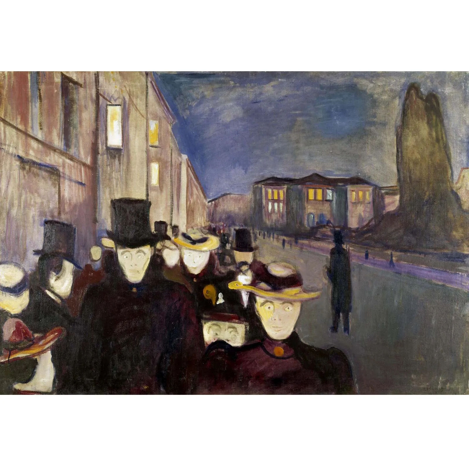 Edvard Munch oil paintings,Evening on Karl Johan Street,Hand painted World famous painting replica,Picture decoration for home