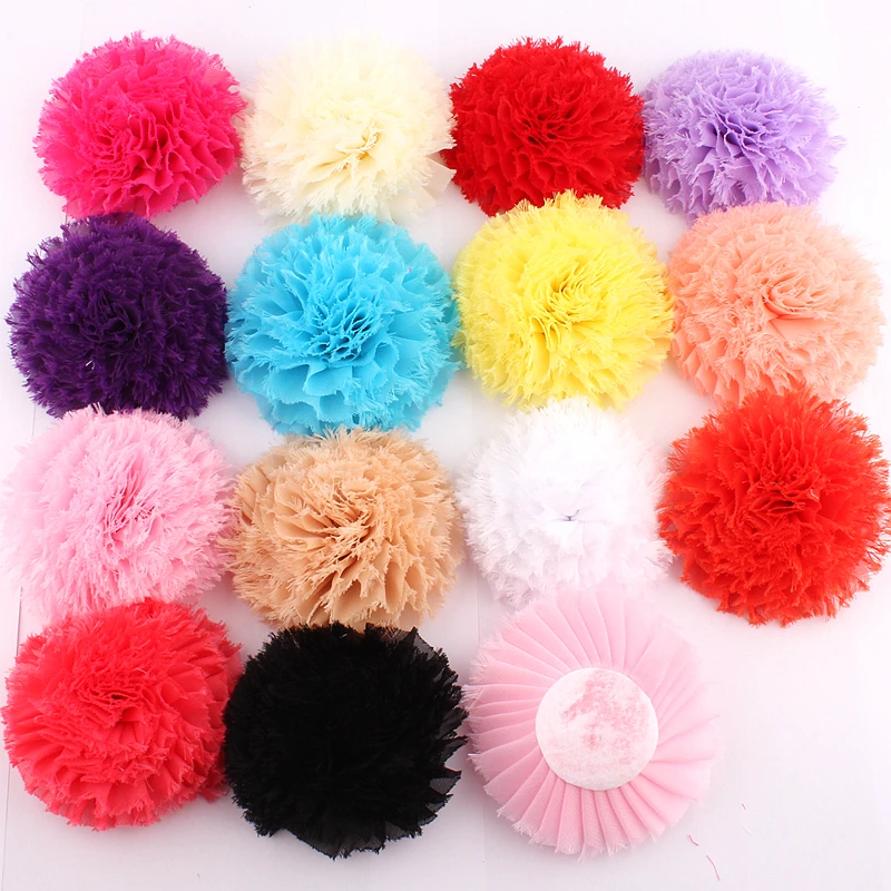 

20pcs/lot 3.6" 14 Colors Frayed Chiffon Flowers For Kids Hair Accessories Artificial Chic Shabby Fabric Flowes For Headbands