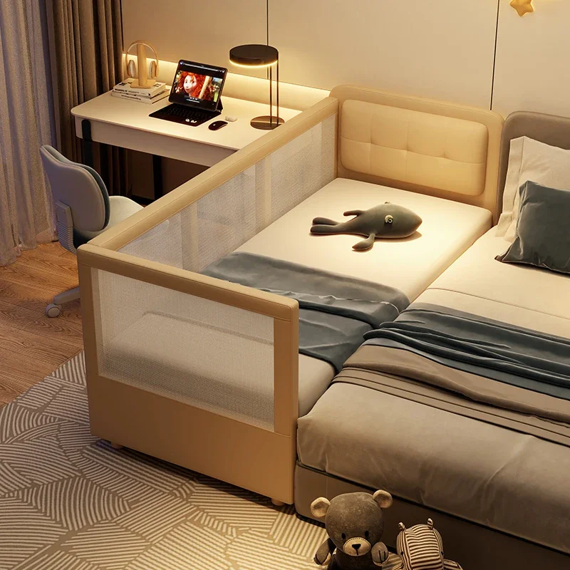 

Children's bed, splicing bed, white high fence edge guard soft bag widened splicing bedside, breathable crib for babies