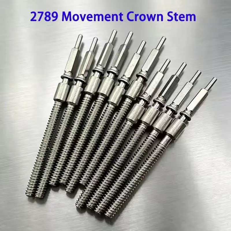 10pcs/lot 2789 Movement Crown Stem Steel Crown Components Fit for 2789 Movement Watch Winding Stem Rod Replace