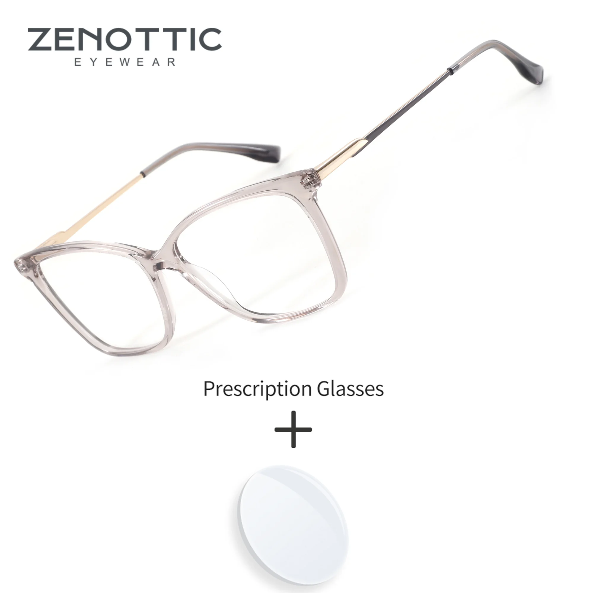 ZENOTTIC M Size Women Elegant Cat Eye Acetate Prescription Glasses Professional Daily Eyewear with Anti-Blue Light Lenses