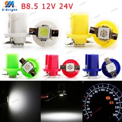 10PCS DC 12V 24V T5 B8.5 Led T5 SMD 5050 1SMD LED Car Instrument Light Gauge Dashboard Light Interior White Red Amber Green Blue