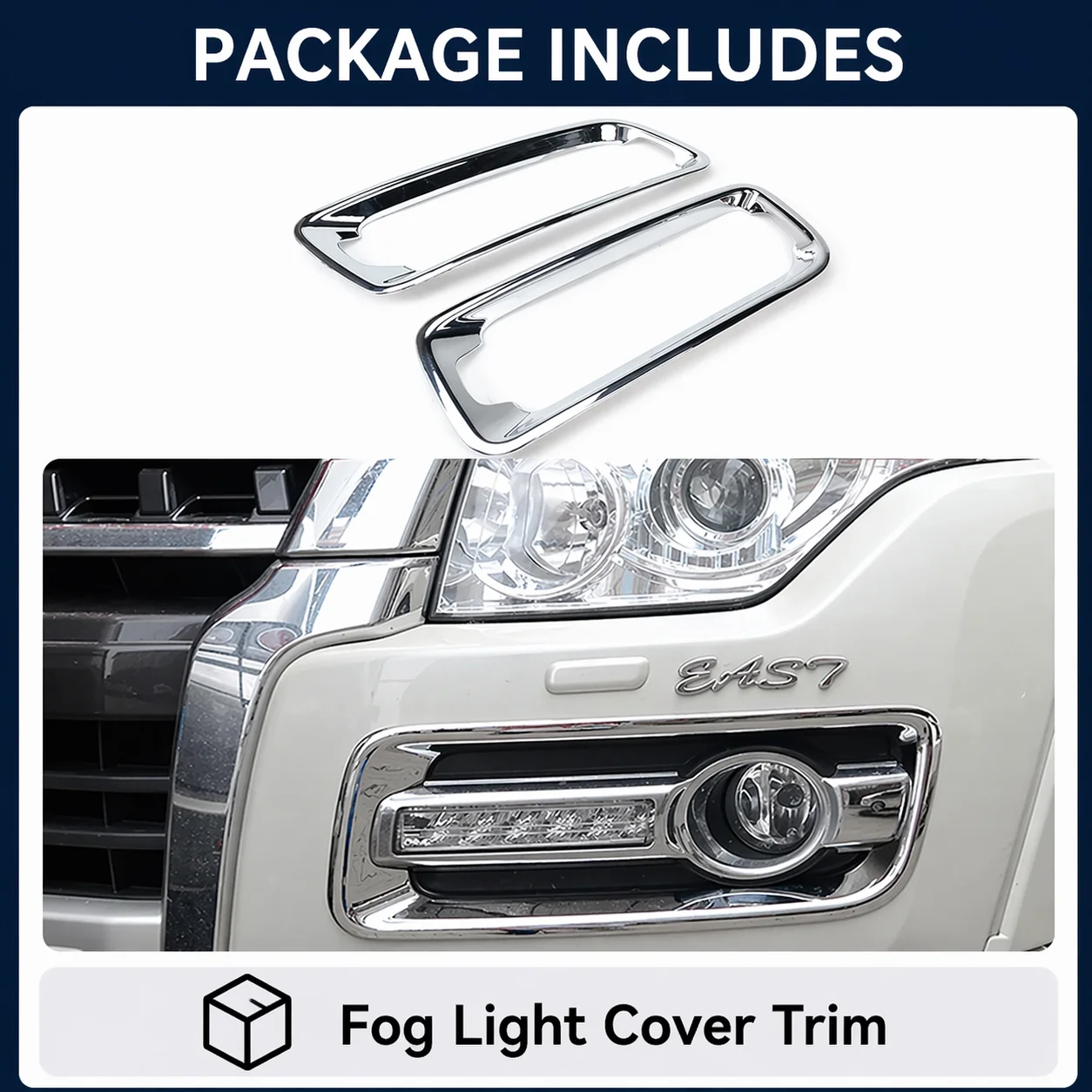 

Fit For Mitsubishi Pajero 2007-2020 Chrome Front Head Fog Light Lamp Cover Trim