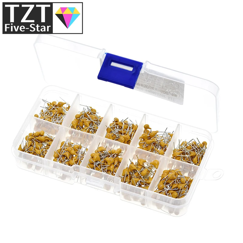 

TZT 500pcs/lot 10Values*50pcs 0.1uF-10uF(104~106) 50V Capacitors Assorted Kit