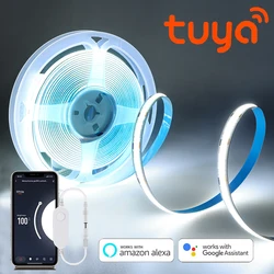 Alexa Tuya Smart Home Wifi LED Strip 12V High Density Flexible COB Diode Tape RA90 320LEDs/m TV Backlight Room Lighting Decor