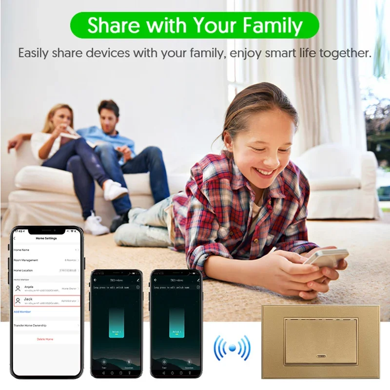Tuya Smart Wifi Switch Gold ذكي الجدار زر مفاتيح الإضاءة AC100-240V دعم التحكم الصوتي بواسطة Alexa Home Assistant #3