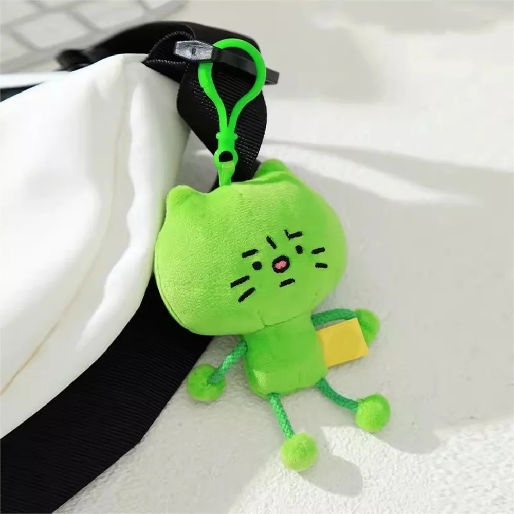 Cute Green Anxious Cat Bag Pendant Keychain Couple Doll Cartoon Ornament Birthday Gift