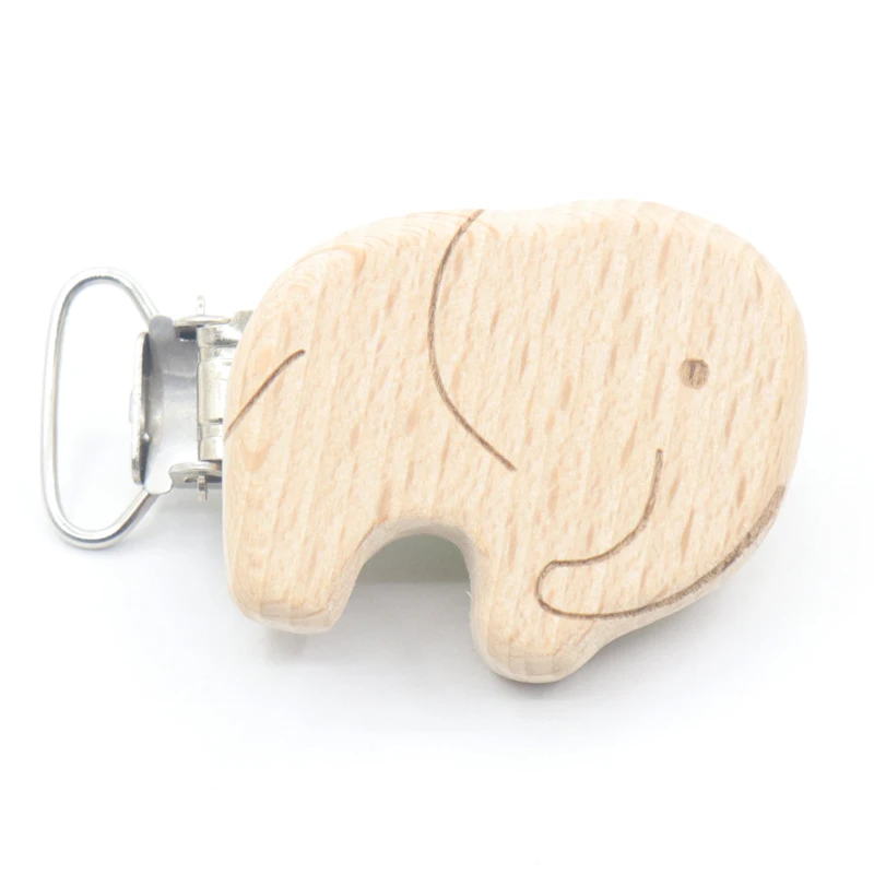 10 pieces of wooden pacifier chain accessories cute shape beech small Elephant Baby Pacifier Clip