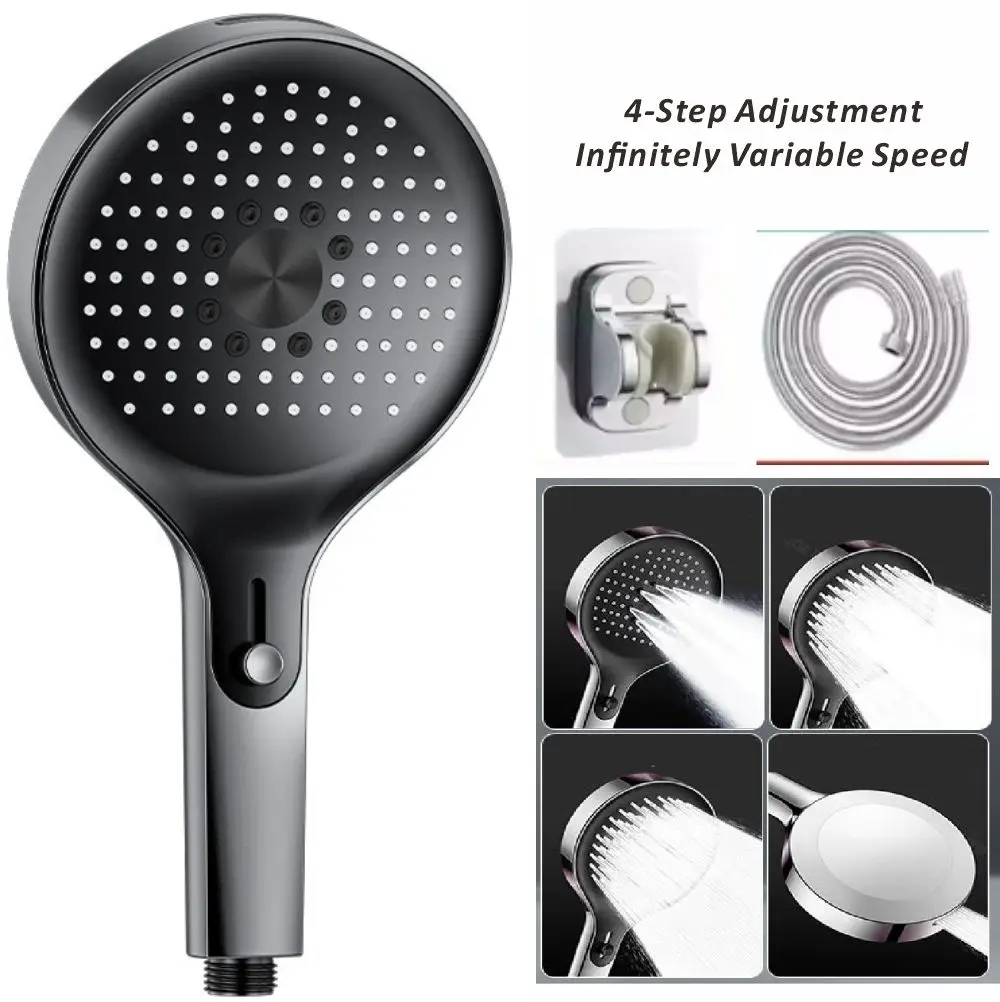 New 4 Modes High Pressure Shower Head Water Saving Infinite Speed Adjustable Water Massage Sprayer Home Bathroom Accessories