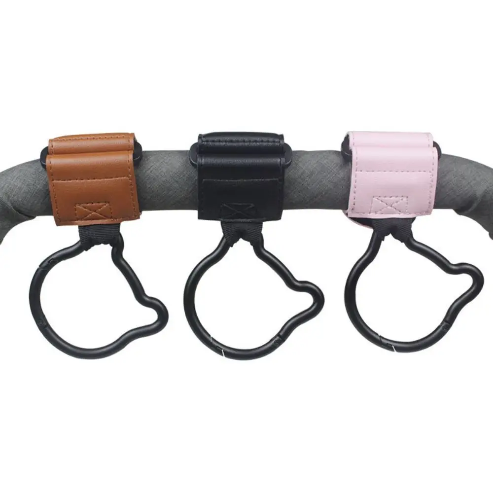 

Cartoon Bear Baby Stroller Hooks Solid Color Cart Organizer Hanging Hook Stroller Accessories PU Stroller Accessories Cart