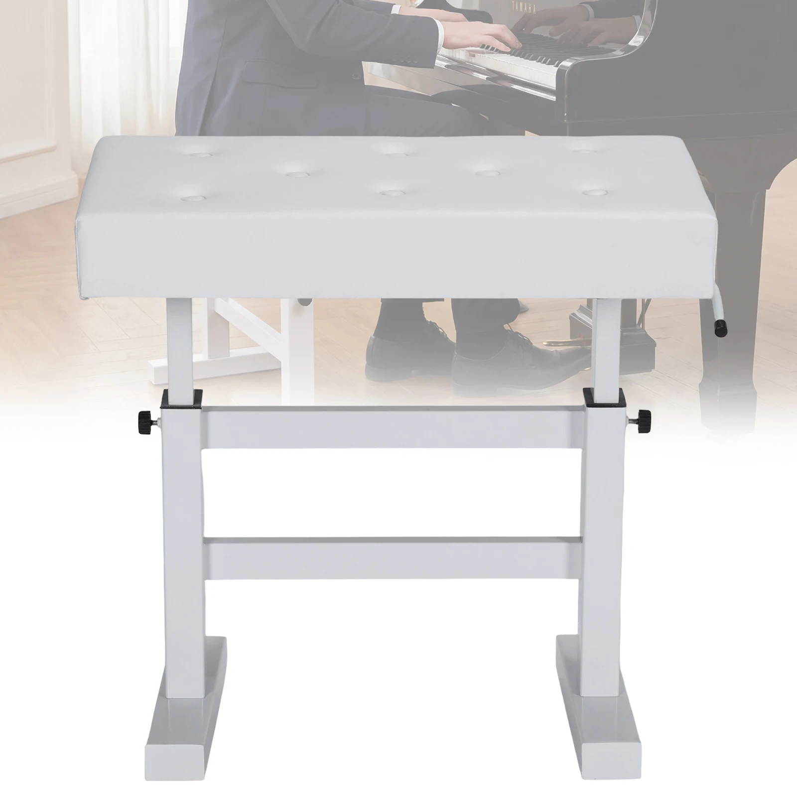 Hydraulic Lifting Keyboard Bench PU Leather High-Density Sponge Thickened Chair Non-Slip Load Up To 396LBS Gift for Music Lover