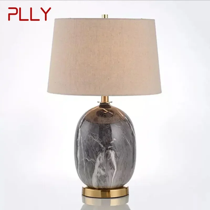 PLLY Modern Ceramic Table Lamp LED Nordic Creative Grey Bedside Desk Light Decor for Home Living Room Bedroom