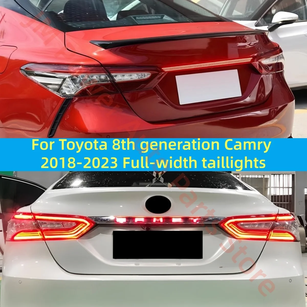 Fit for Toyota 8th generation Camry 2018-2023 LED Full-width taillights Rear bumper lights Brake lights Turn signal Trunk lights