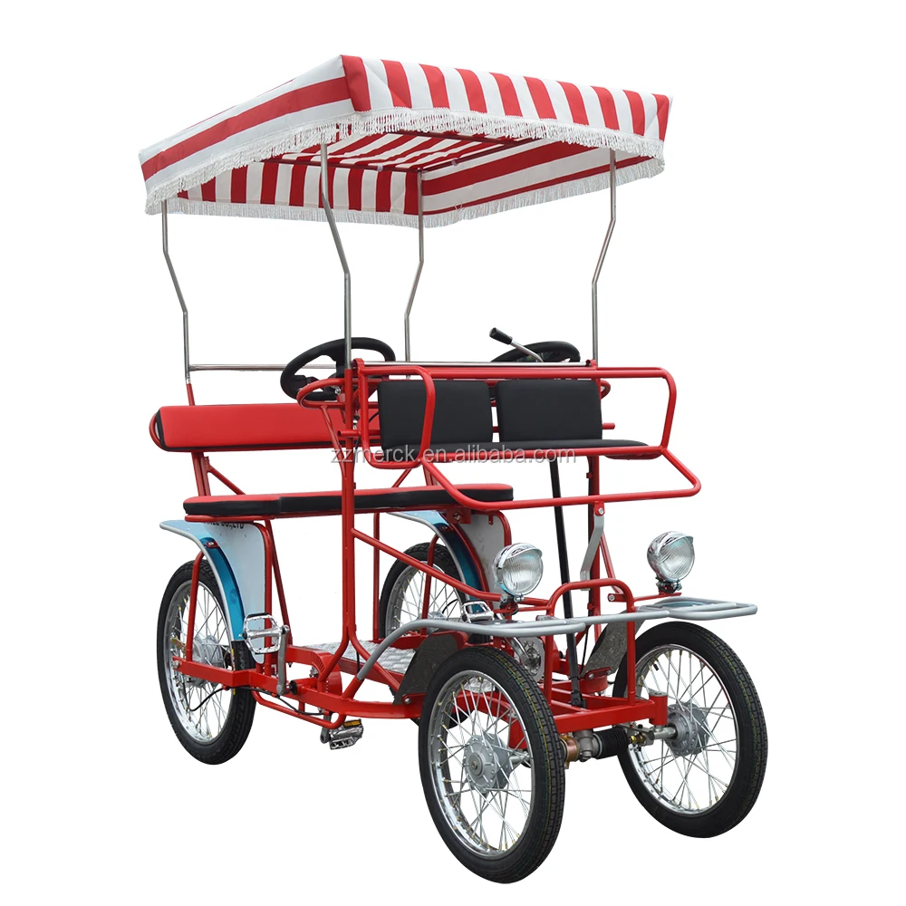 Bicicleta Cuatriciclo de Pedales para Paseos Turísticos en la Playa, Familiar, para Cuatro Pasajeros