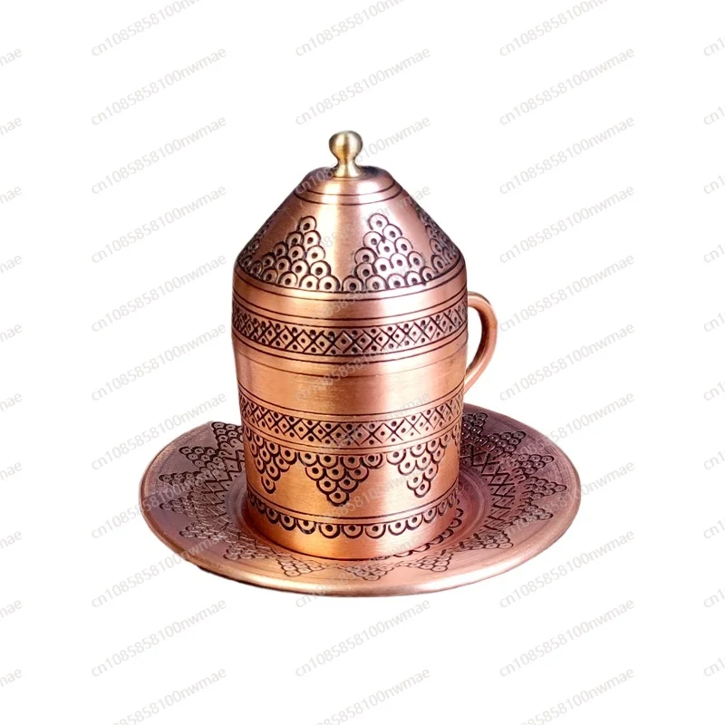 High End Handmade Coffee Cup Set As A Gift, Thick Copper Concentrated European Palace Style Hand Washed Instant Drink