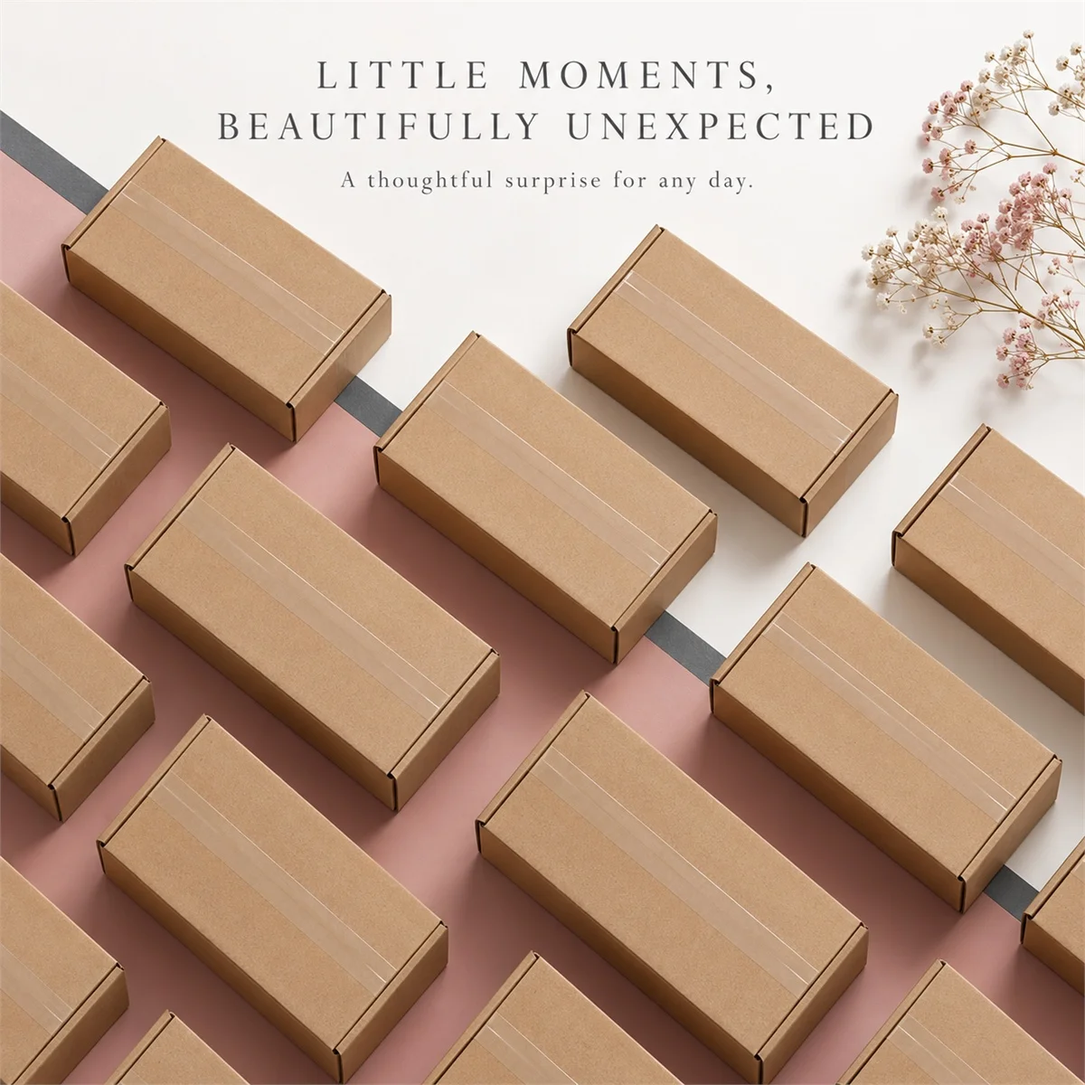 Kraft Mailer Box, Foldable Cardboard Packaging for Gifts & Everyday Shipping, A Little Joy in Every Delivery
