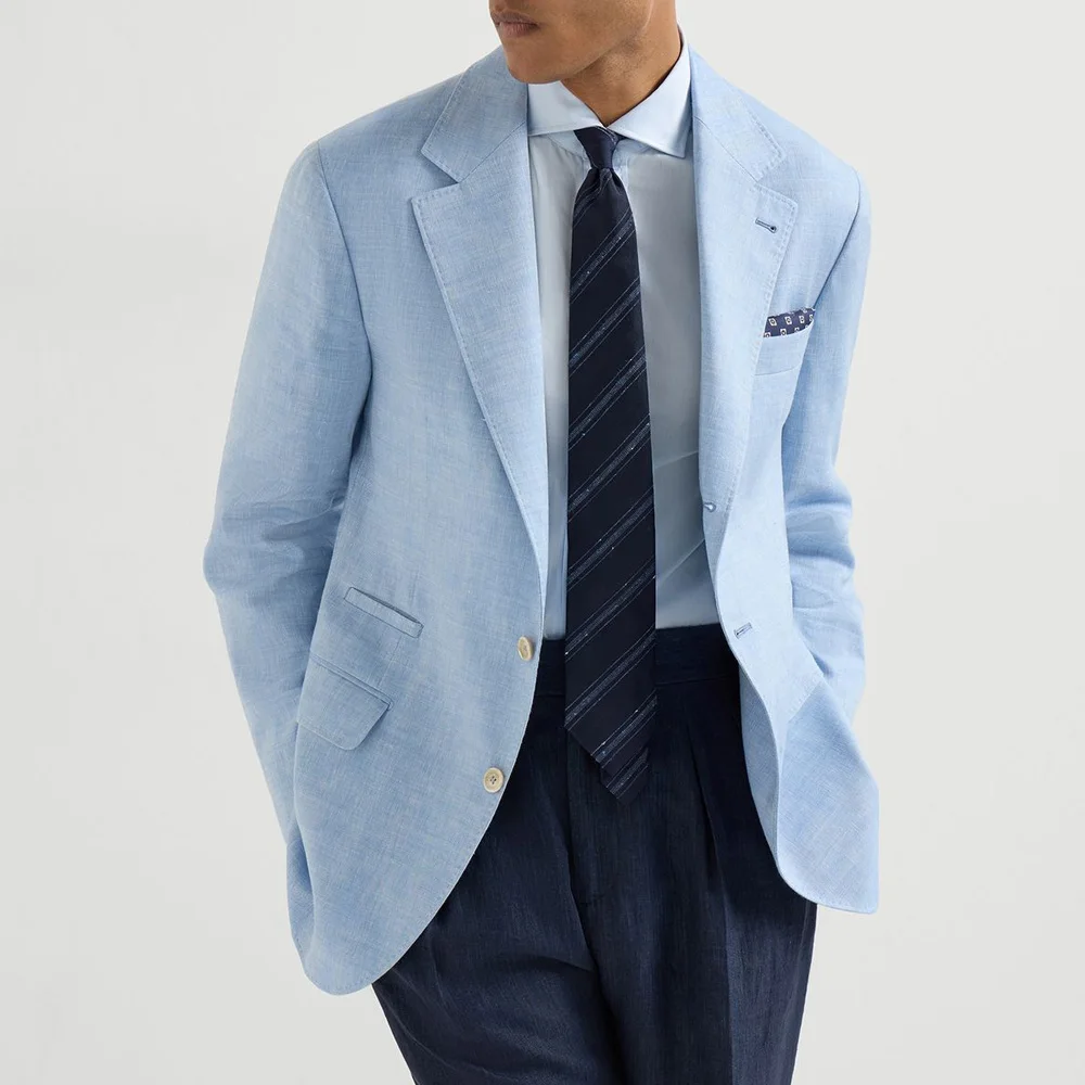 

Business Casual Suit Jackets Single-Breasted Urban Blazers Men's Jacket Jackets for Man Linen Notch Lapel Solid Color Fashion
