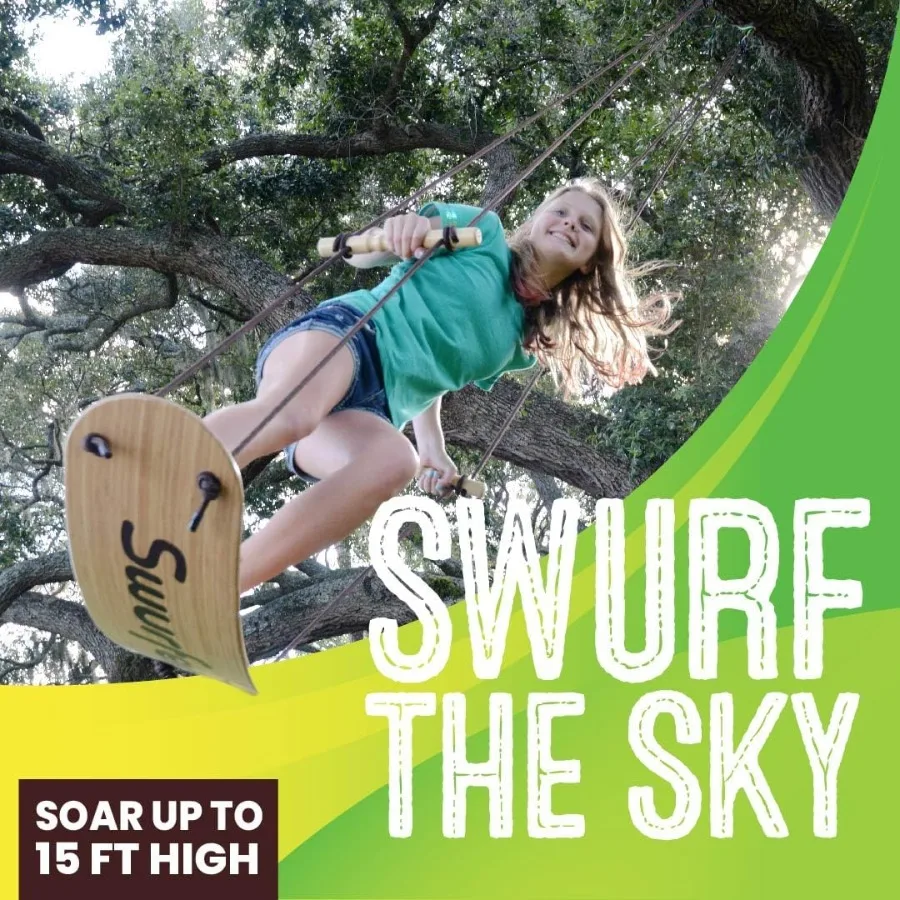 TreeSkate Skateboard Swing Outdoor Stand Up Surf Swing met verstelbare handgrepen en griptape biedt plaats aan maximaal 200 lbs