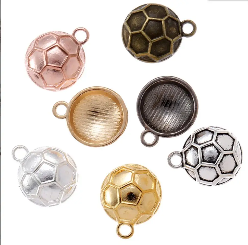 100pcs 15*12mm Vintage Tibetan Silver Colors Soccer Ball Charm Football Charms Pendants for Jewelry Making DIY Craft F0053