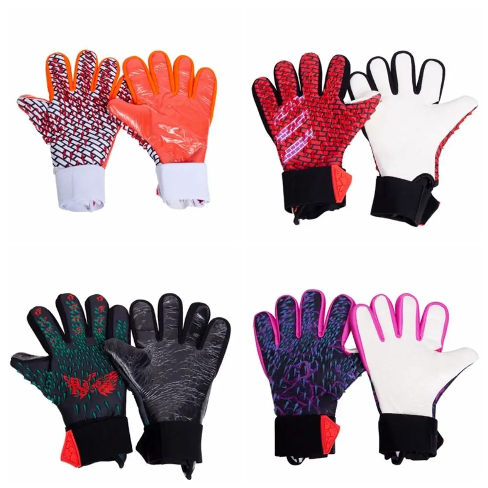 1 Pair of Anti-Slip Goalie Gloves Finger Protection Cushioning Latex Gloves Wear Resistant Breathable Soccer Goalkeeper Gloves