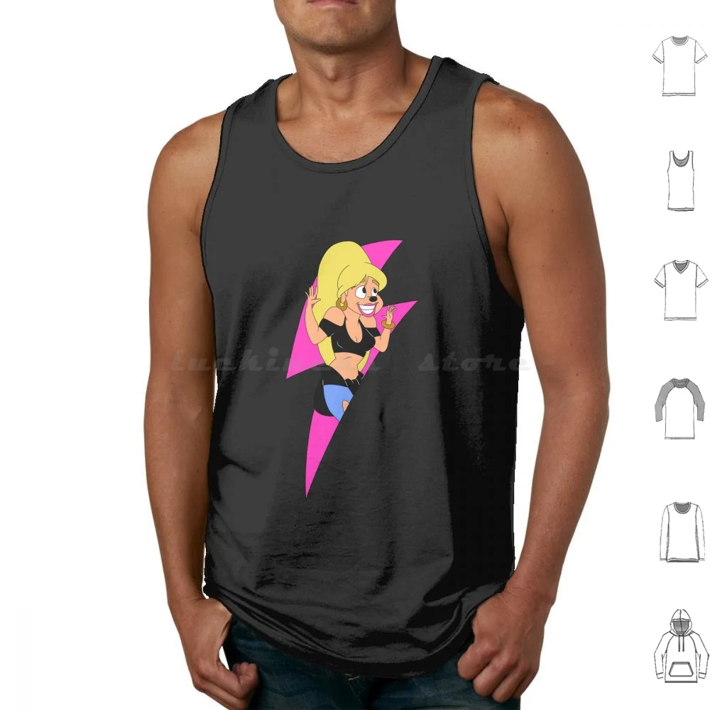 A Movie Lisa Tank Tops Vest Sleeveless A Movie Max Roxanne Pink Lightning Bolt Retro Throwback 90s Blonde Blond