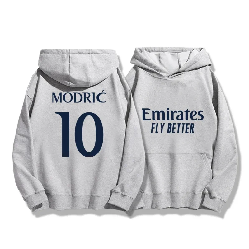 26 الرجال/أطفال كرة القدم الخريف/الشتاء هوديي مدريد رقم 5/10 التدريب الرياضة الجري هوديي المرأة الشارع فضفاض معطف عصري غير رسمي #4