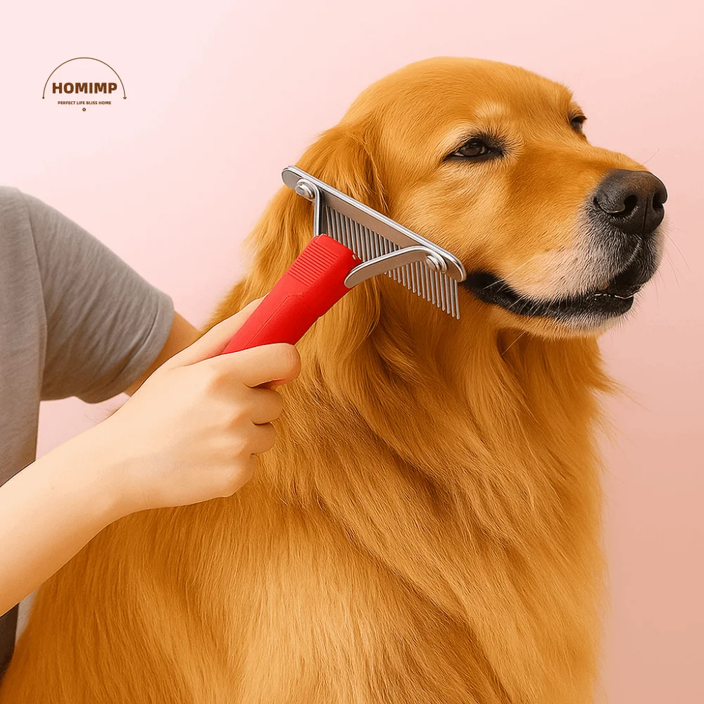 

Hair Comb Steel Comb Pet Grooming Rake Long Tooth Anti-Slip Handle Cat Dematting Brush Pet Deshedding Brush Shedding Season