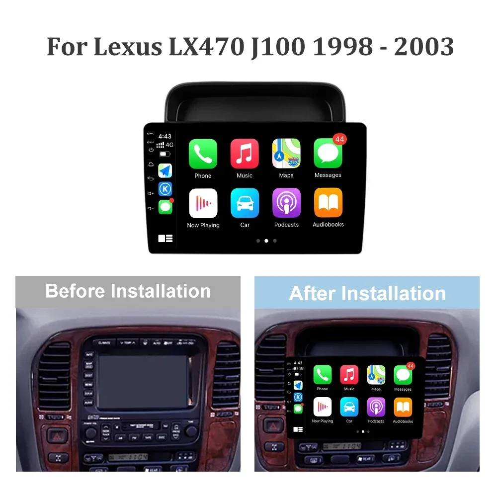 For Lexus LX470 J100 1998 - 2003 Car Radio Multimedia Video Player Navigation Android screen for car 4G GPS Android 14 No 2 din