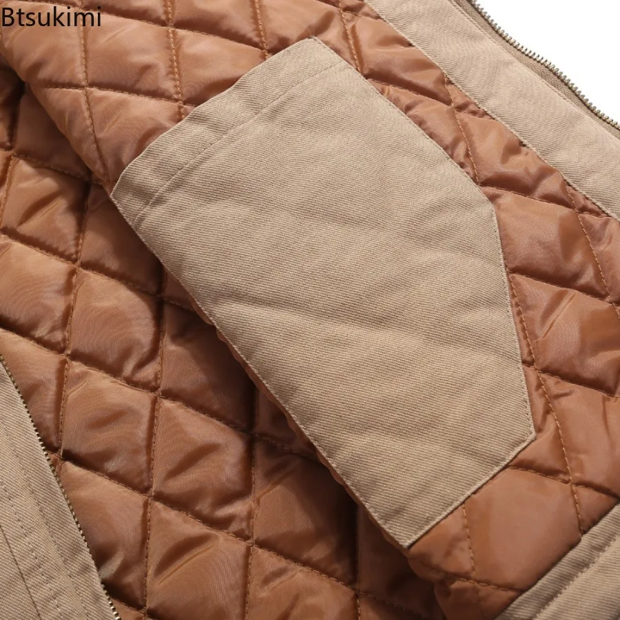 New Men's Cotton Thickened Vests Autumn Winter Baseball Neck Zipper Sleeveless Jackets Male Outdoor Casual Padded Waistcoats 6XL