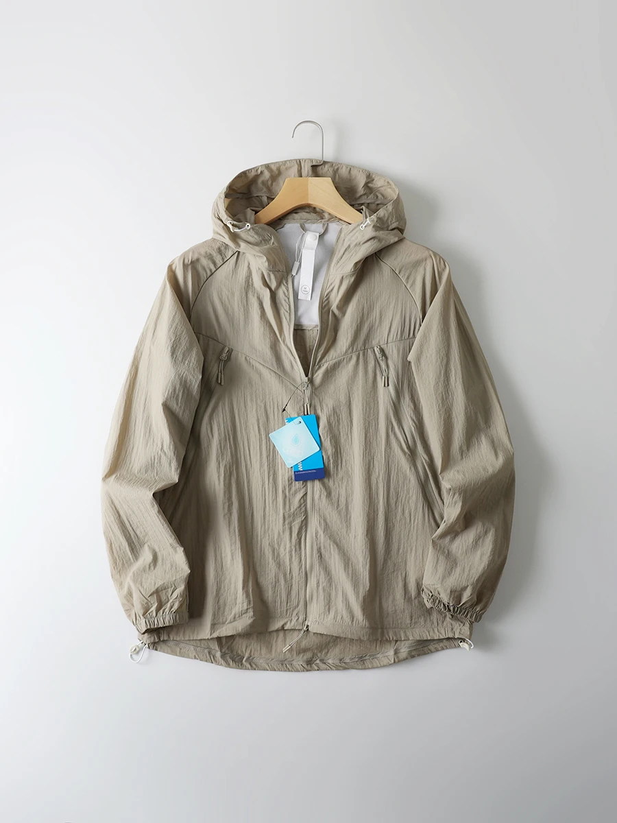 

Lightweight Breathable Outdoor Men's Hooded Skin irt UPF50 Sun Protection Faionable Urban Sle Long Sve Zipper Jaet