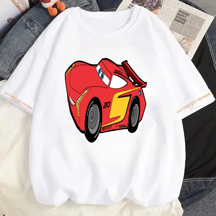 2026 Latest Design Lightning McQueen T-shirt - Children's Y2K Disney Car Pattern Family Style Shirt