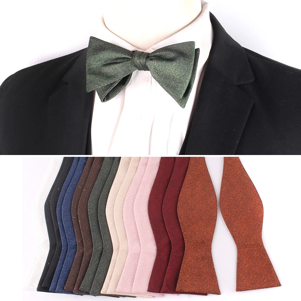 Men's Gourd-Shaped Bow Tie A Dashing Solid Color Bowties for Wedding Self-tie Bow Tie for Groomsmen