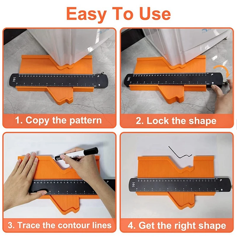 GTBL 2X 10 Inch Super Gauge Shape And Outline Tool, Contour Gauge Profile Tool With Lock, Measuring Tools Shape Duplicator