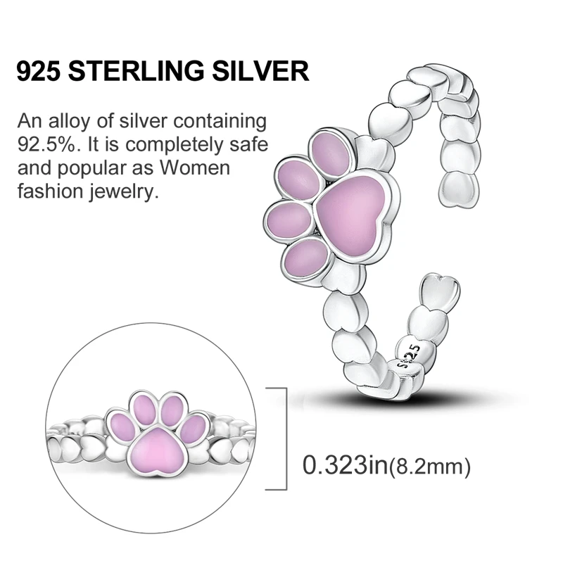 Nieuwe Originele 925 Sterling Zilveren Kat Klauw Ring Zirkoon Voor Vrouwen Schattige Mode Hoge Kwaliteit Verjaardagscadeau Mode Sieraden