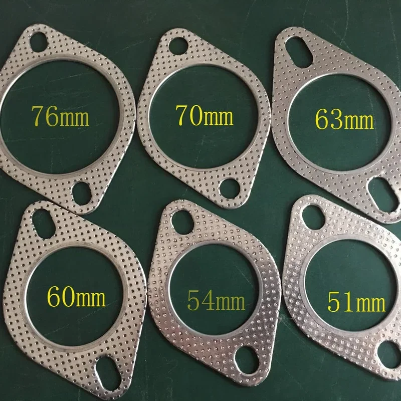 2pcs for Automobile Exhaust Pipe Gasket Flange Interface Gasket Aluminum Plated Gasket Extension Screw Hole Position