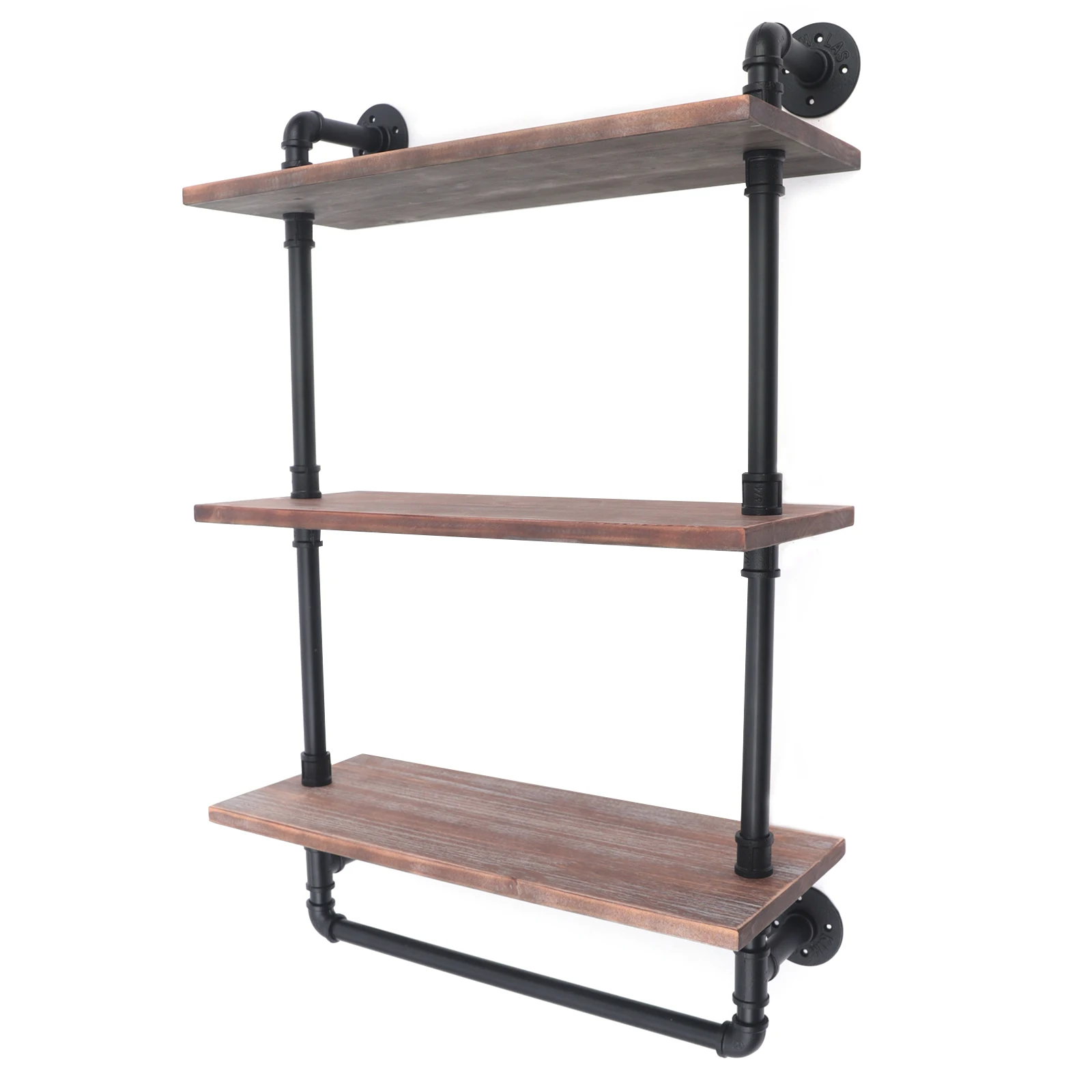 Industrial Retro Wall Mount Iron Pipe Shelf Hung Bracket DIY Storage Bookshelf