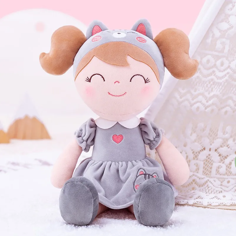 

Gloveleya Baby Dolls Plush Animal Doll Gray Cat , Baby Girl Plush Doll for Graduation Baby Shower Presents 30cm