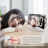 New Desktop Creative Multi-function Electronic Alarm Clock RGB Dazzling Colour Digital Clock LED Large Screen Mirror Clock