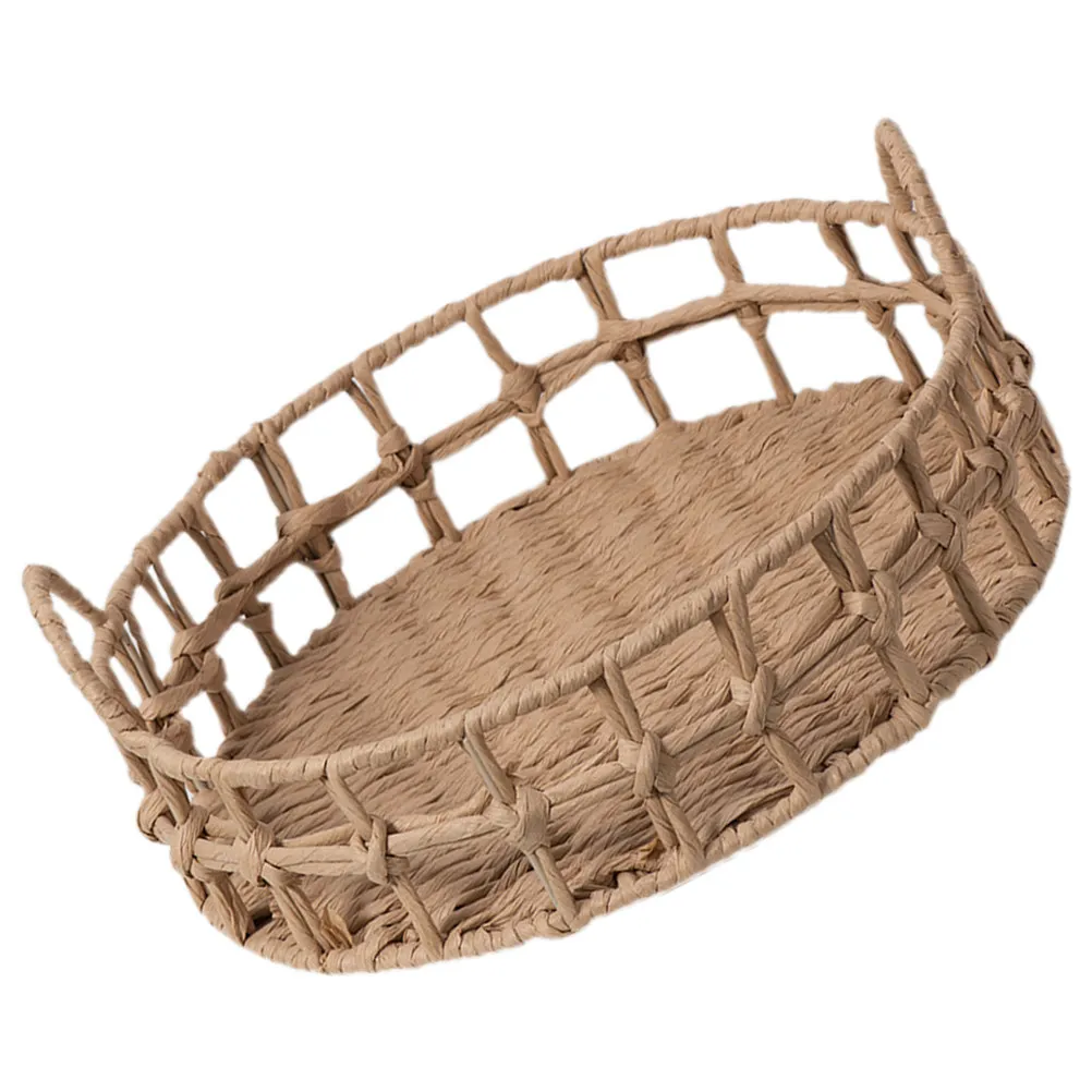 

1 шт. плетеная корзина из бумажной веревки, круглая, в деревенском стиле, натуральная, для хранения фруктов, хлеба, закусок, мелочей, для кухни, дома, офиса, рабочего стола
