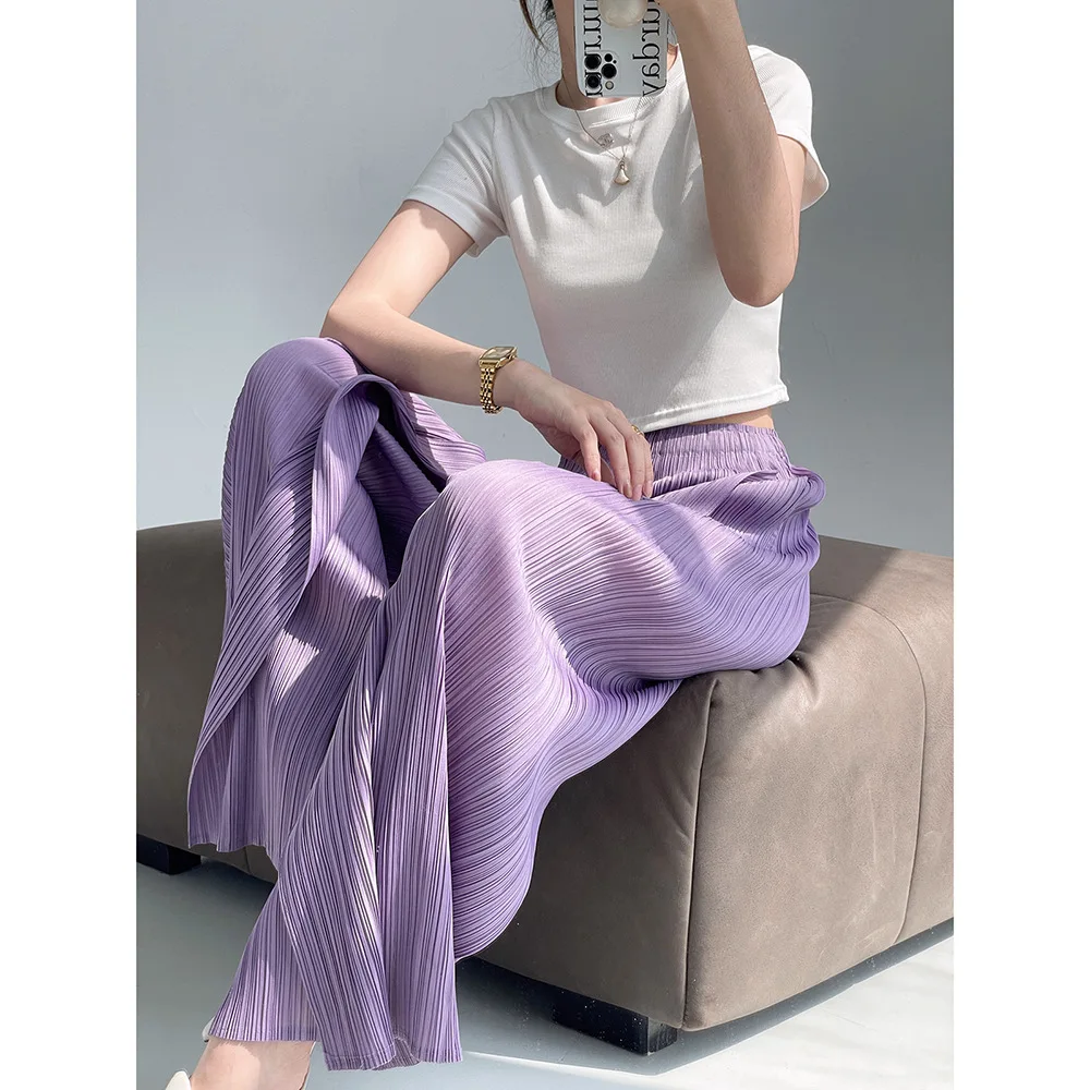 Miyake Casual Pants Pleated 2025 Summer New Fashion Drape Loose Pleated Women's Senior Feeling Thin Versatile Wide-leg Pants