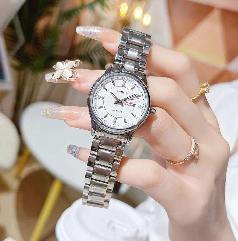 

SUNMATE Women's Automatic Mechanical Watch Women's Stainless Steel Bracelet Watch Fashion Simple Waterproof Women