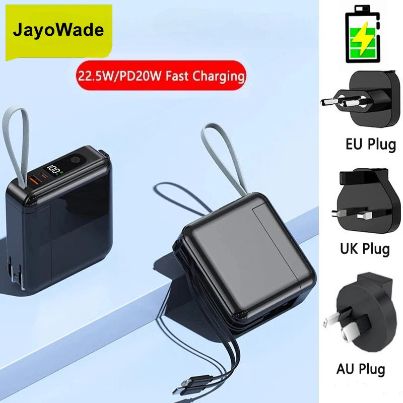 

Новый аккумулятор большой емкости 30000 мАч с кабелем, настенное зарядное устройство переменного тока, быстрая зарядка для iPhone, Huawei, Xiaomi, Samsung Powerbank