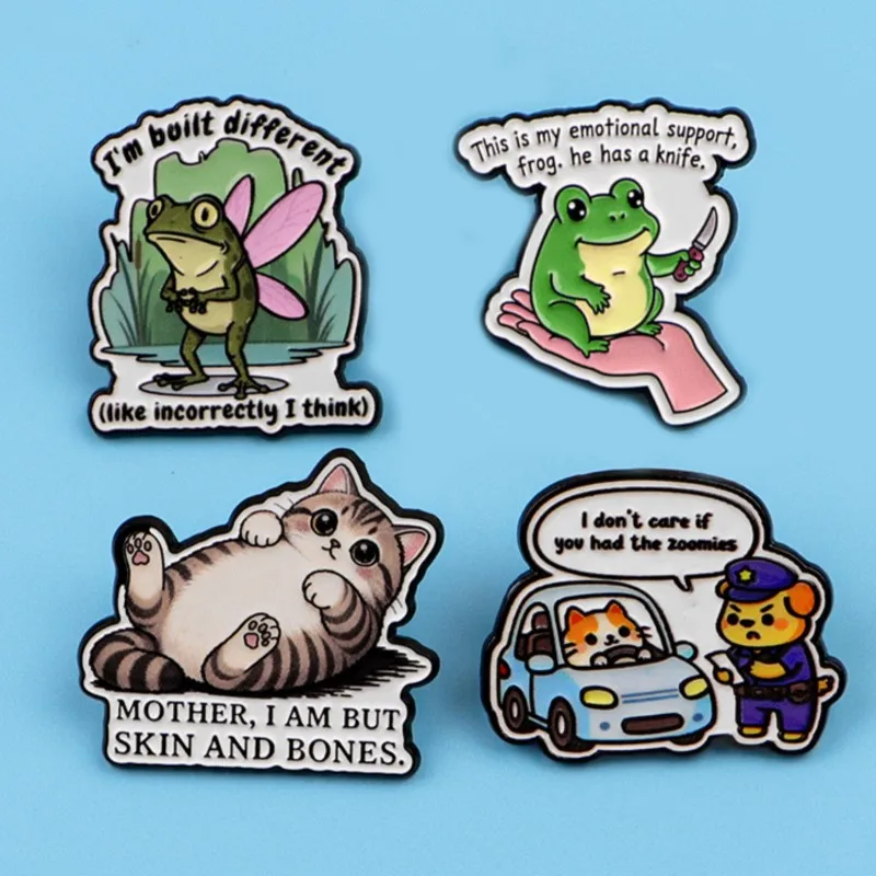 Quote Enamel Pin Cute Frog Cat Dog Cartoon Character Lapel Brooch Badge Backpack Hat Clothes Decor Novelty Gift Accessories - view 4
