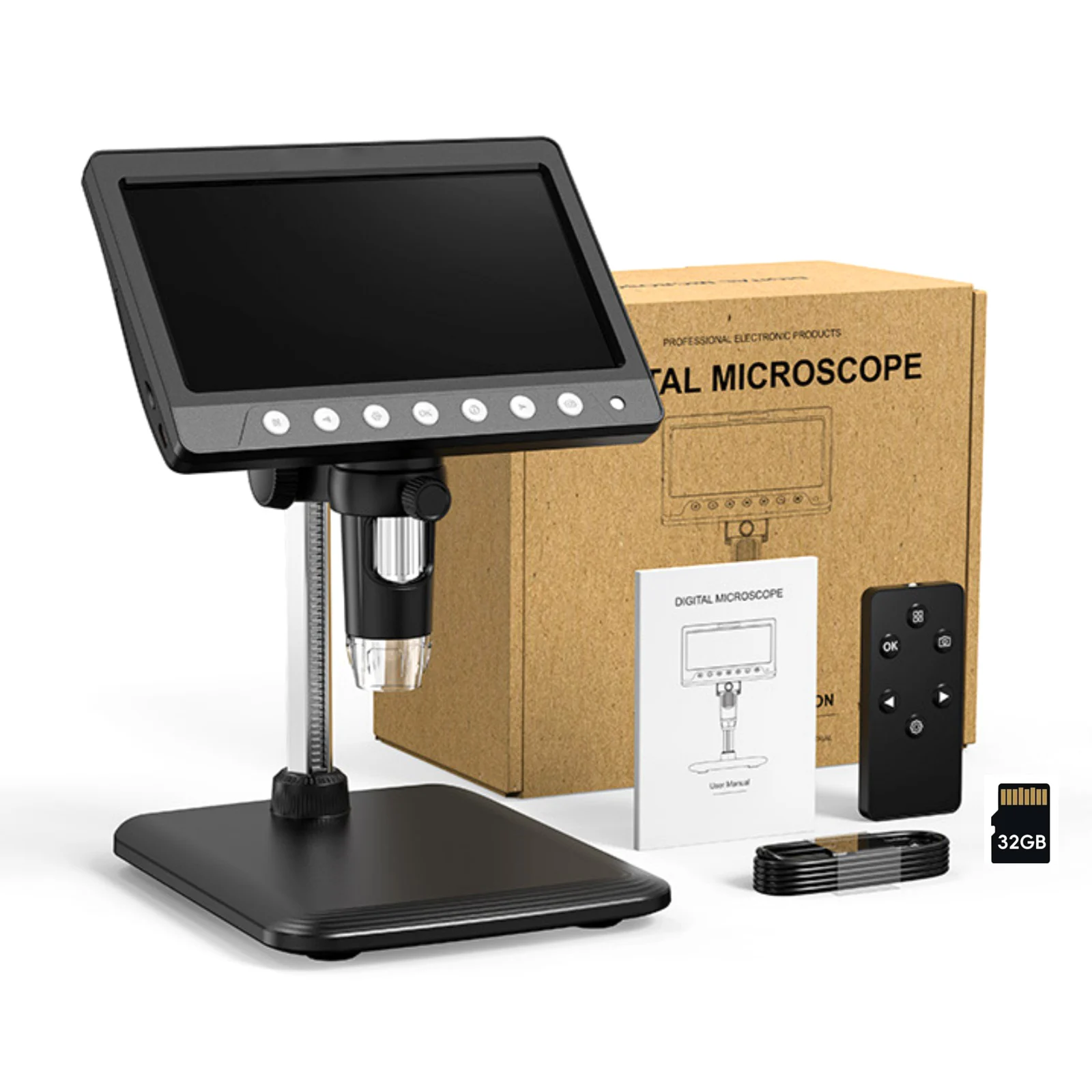 

7 "IPS цифровой микроскоп 1200X увеличение HD 1080P камера фокусировки видео электронный микроскоп для телефона инструмент для пайки