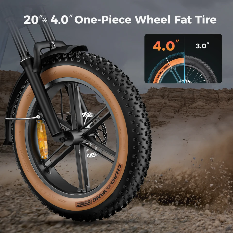 ENGWE M20 2.0 750W Electric Bike, 1200W Peak, 52V 15.6Ah, 28 MPH, 81-Mile Range, 20x4 Fat Tires, Hydraulic Disc Brakes image 8